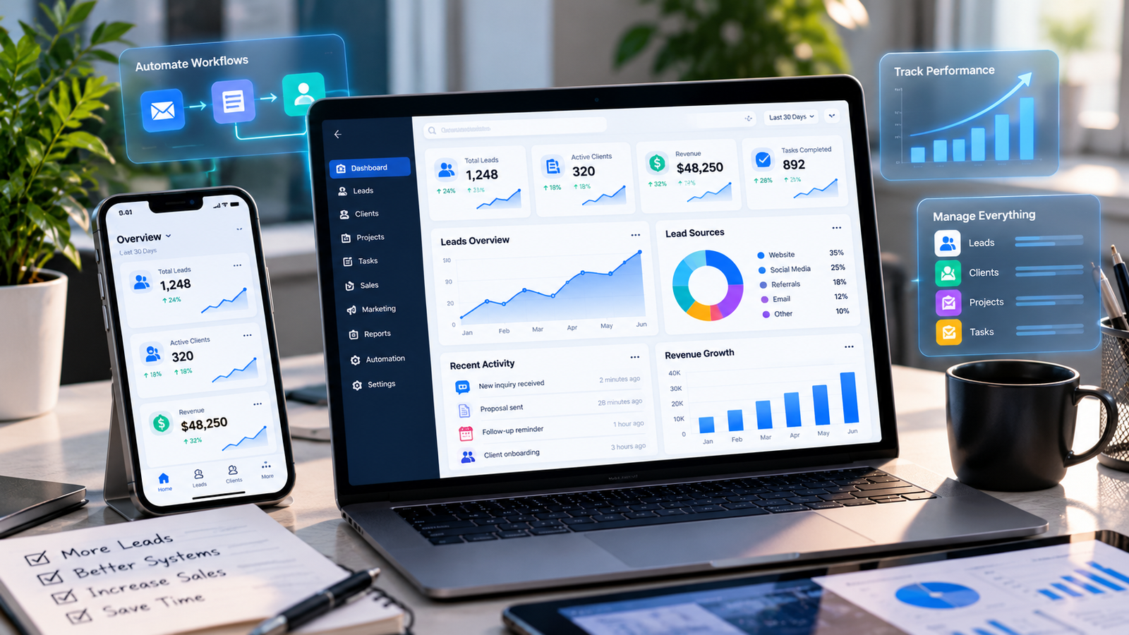 Business dashboard and analytics system